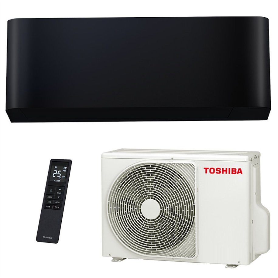 Wall Mounted Air Conditioner Toshiba Shorai Curve RAS-B13P2KVSG-E + RAS-13P2AVSG-E Black Home AC Control Wifi